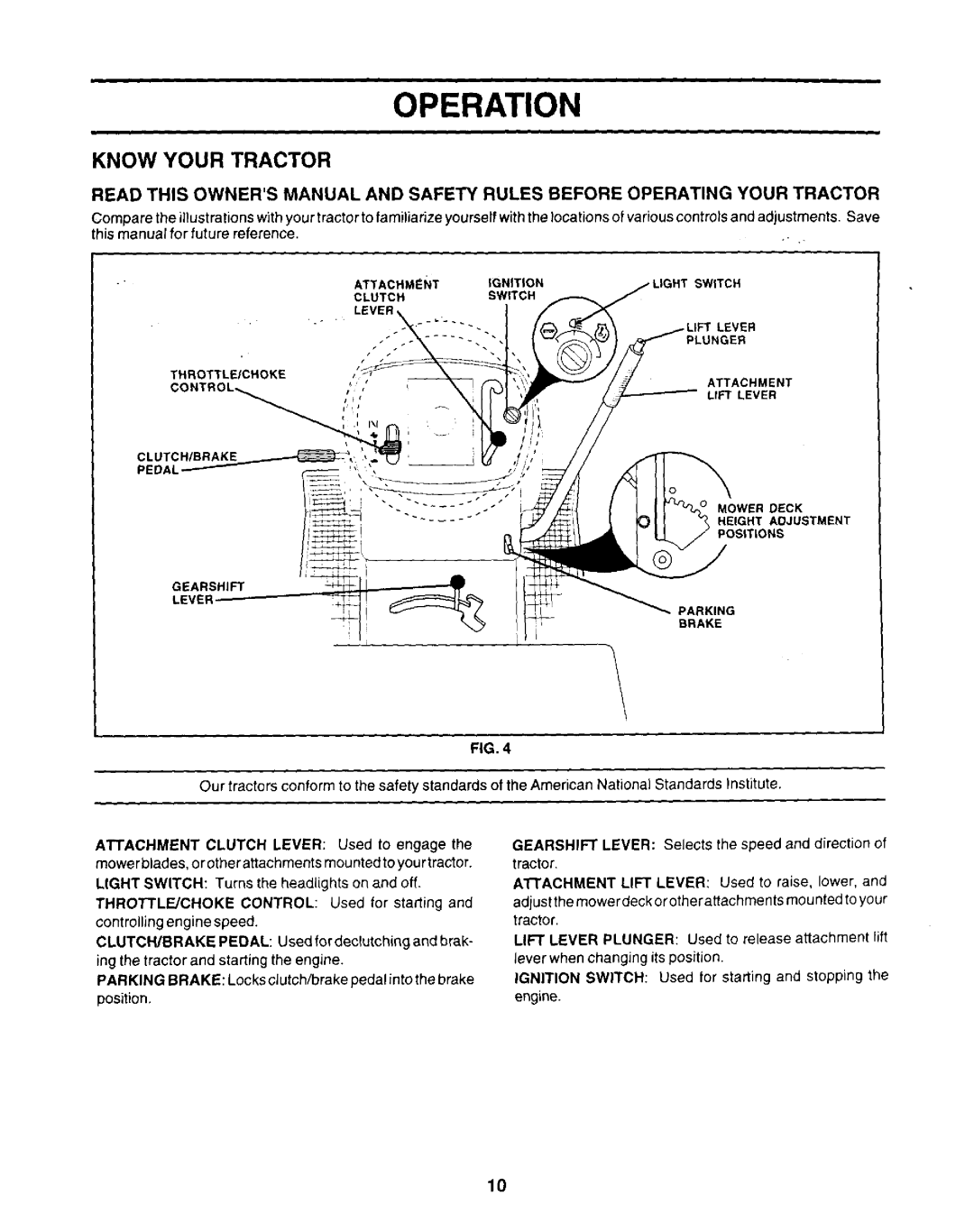 Weed Eater WE14542K owner manual Know Your Tractor 