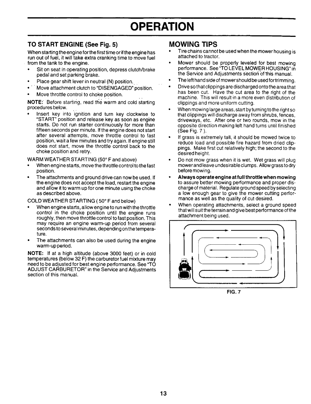 Weed Eater WE14542K owner manual Mowing Tips, To Start Engine See Fig 