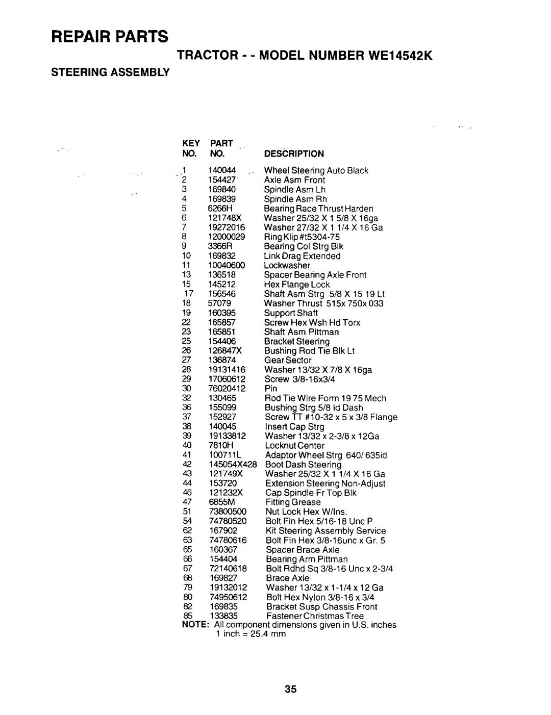 Weed Eater WE14542K owner manual Steering Assembly, 140044 