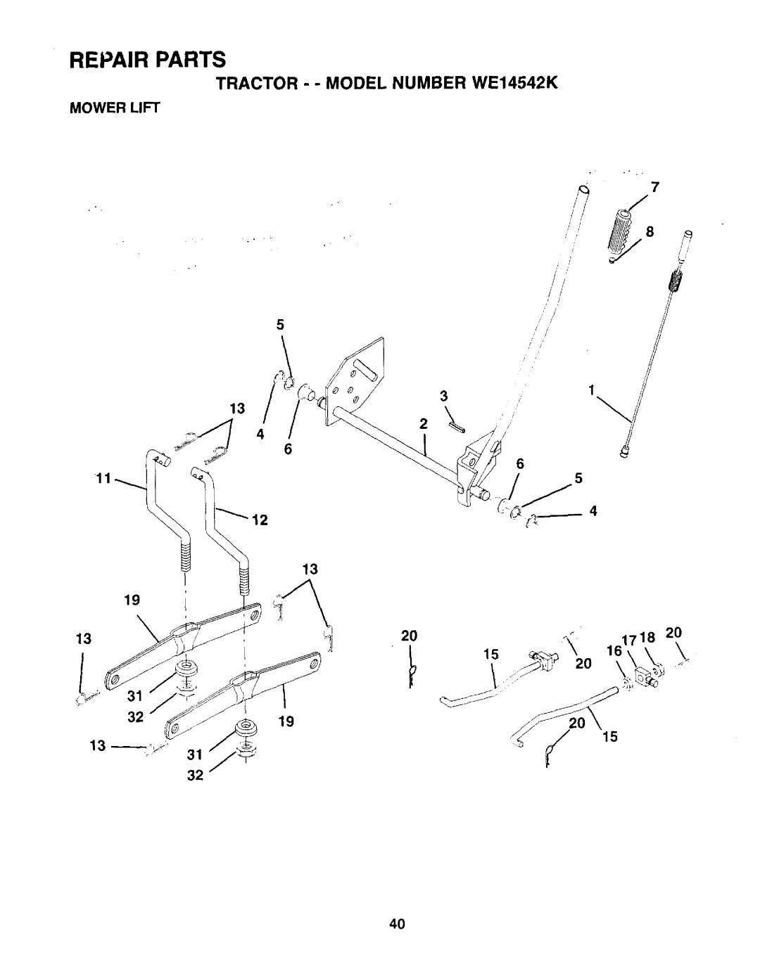 Weed Eater WE14542K owner manual Mower Lift, 1718 20 