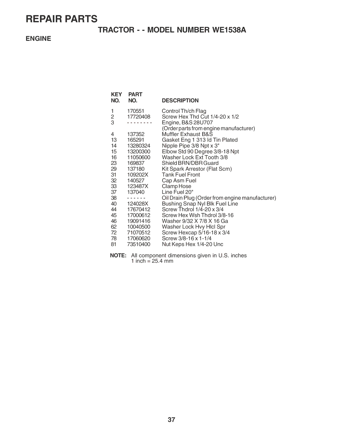 Weed Eater WE1538A manual Control Th/ch Flag 