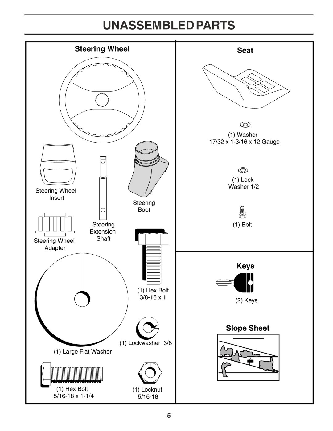 Weed Eater WE1538A manual Unassembled Parts, Steering Wheel 