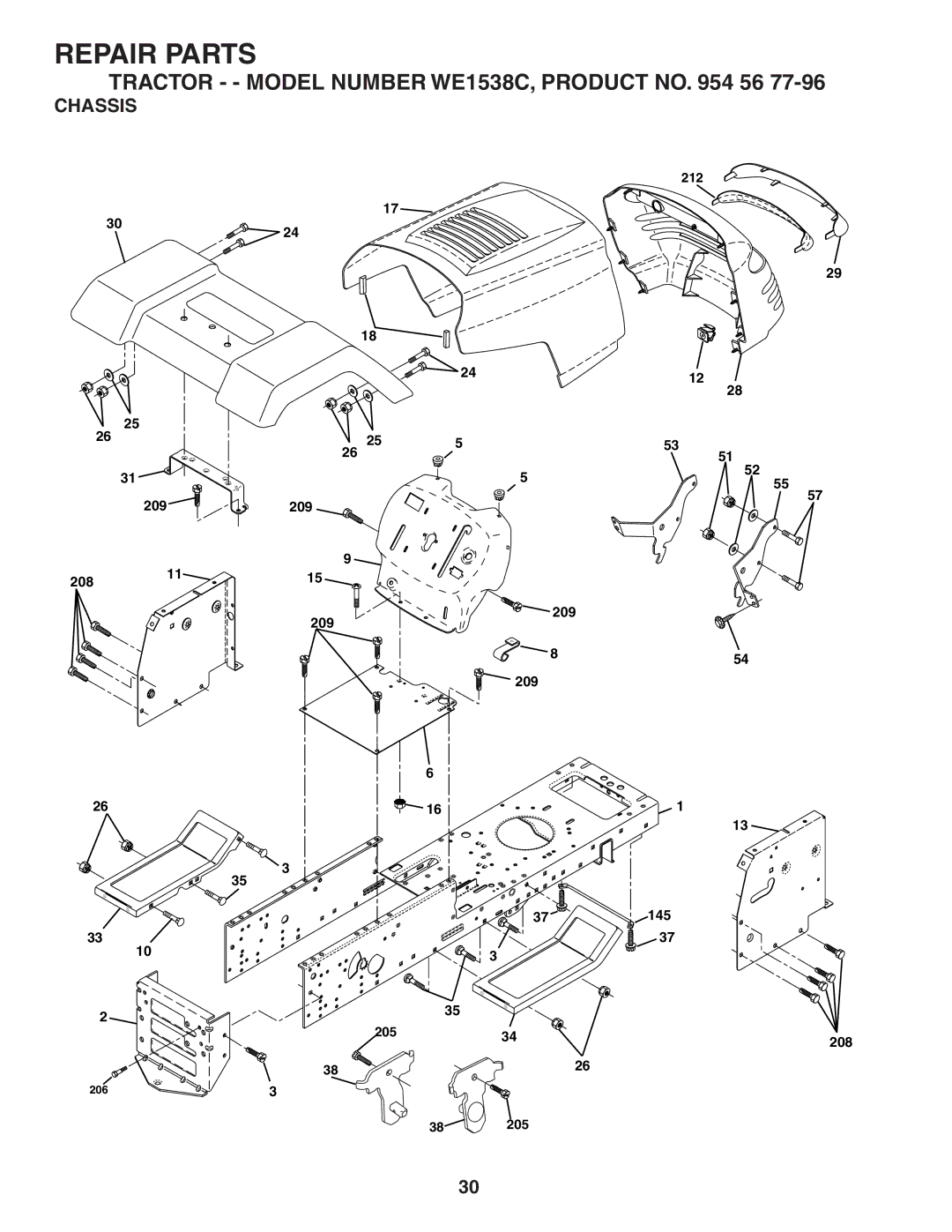 Weed Eater WE1538C, 186778 manual Chassis 