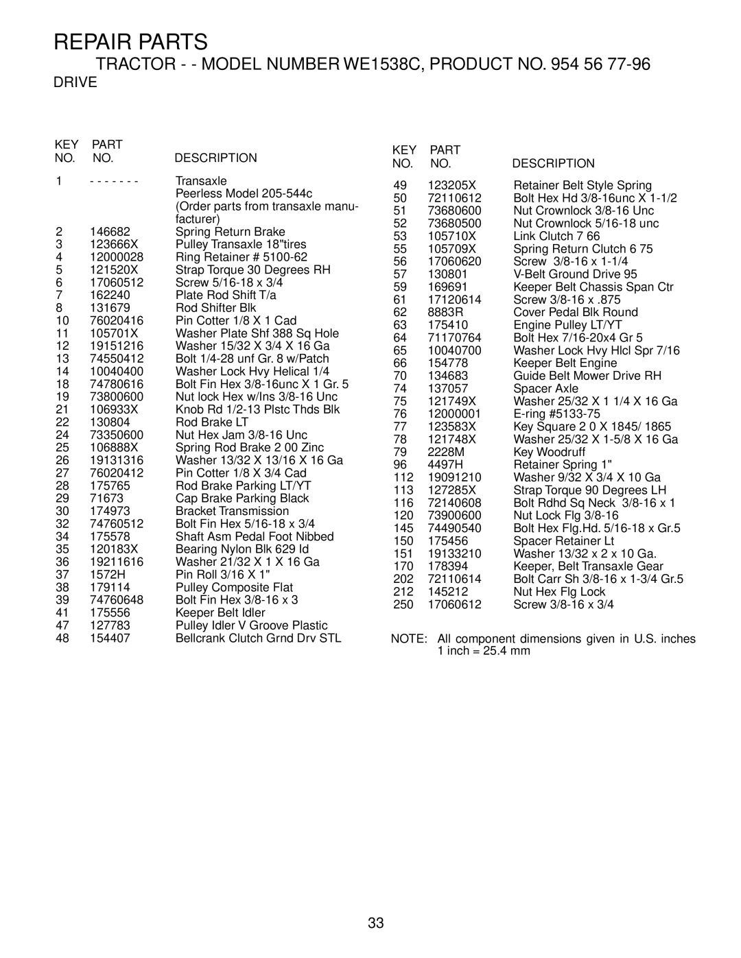 Weed Eater 186778, WE1538C manual Transaxle 