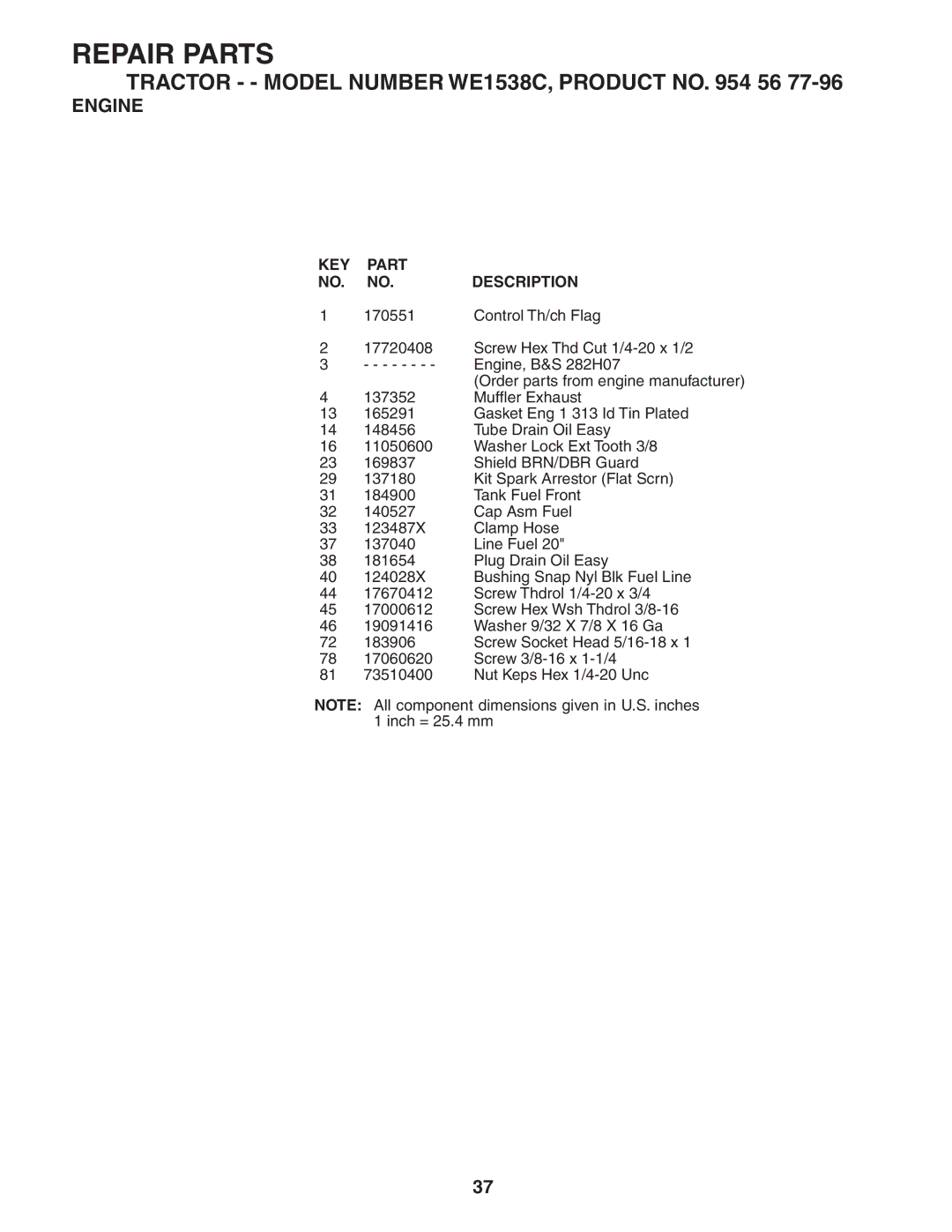 Weed Eater 186778, WE1538C manual Control Th/ch Flag 