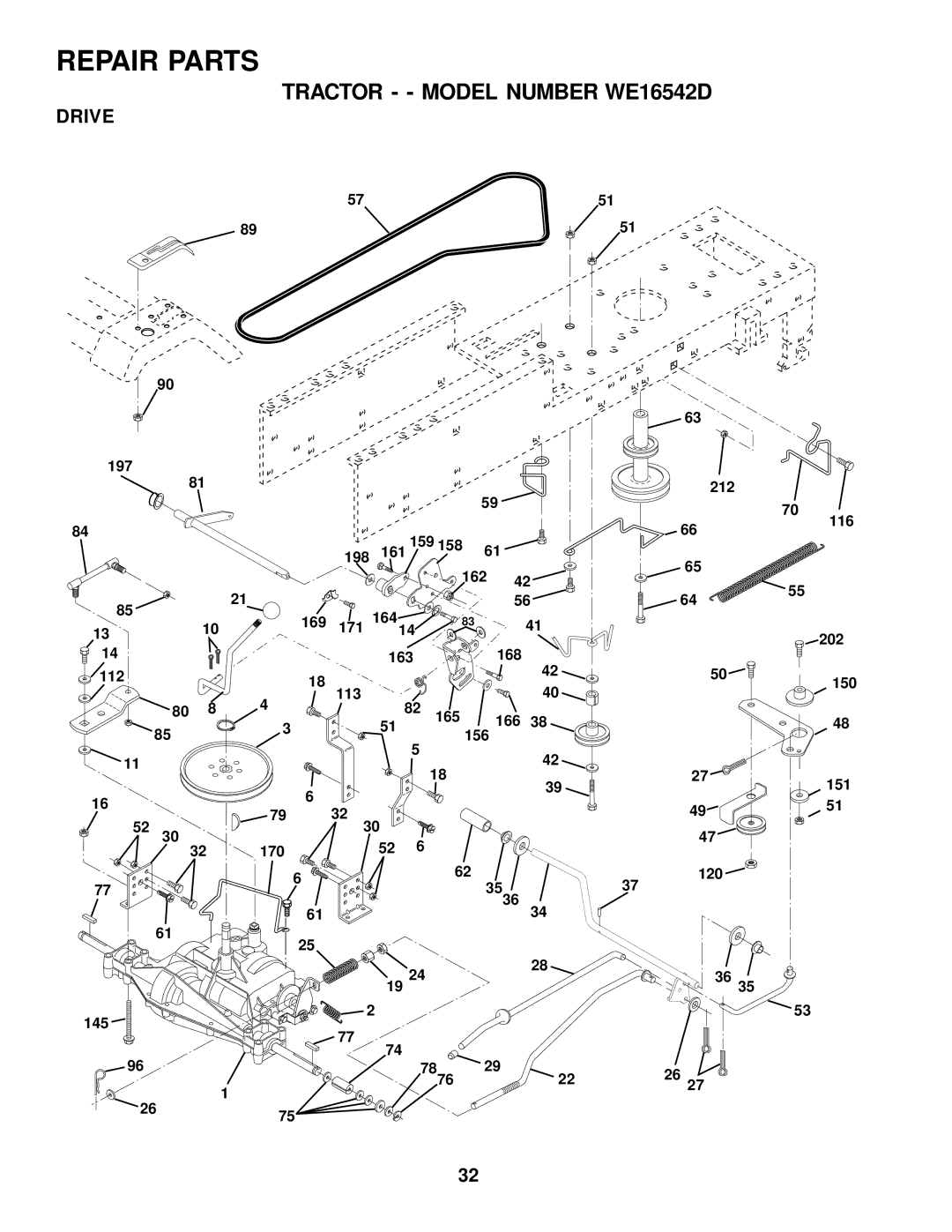 Weed Eater WE16542D owner manual Drive 