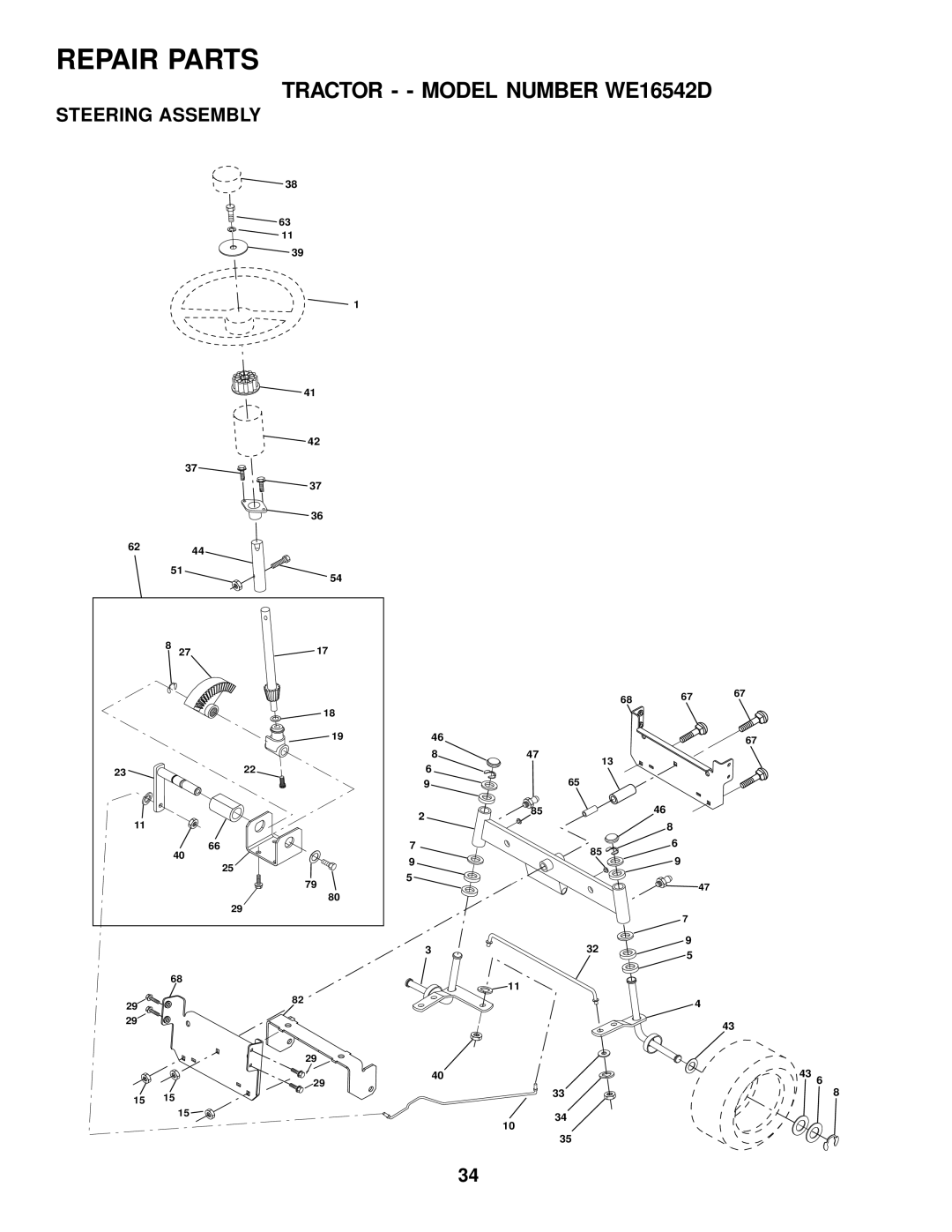 Weed Eater WE16542D owner manual Steering Assembly 