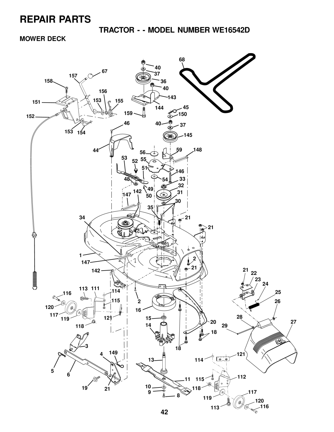 Weed Eater WE16542D owner manual Mower Deck 