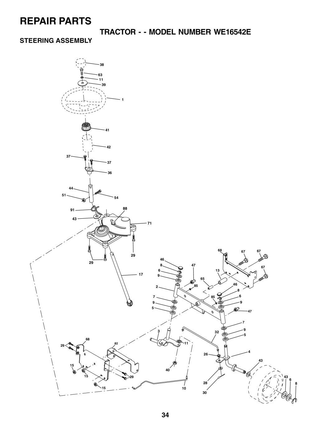 Weed Eater WE16542E manual Steering Assembly 