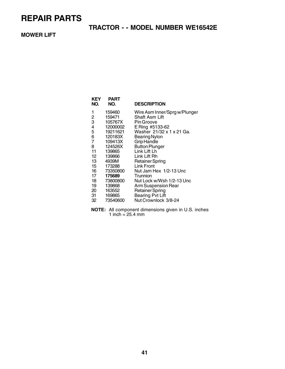 Weed Eater WE16542E manual 175689 