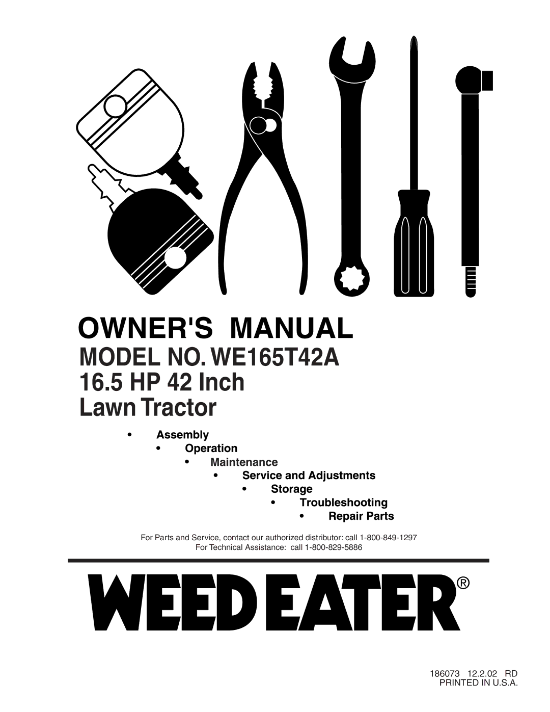 Weed Eater manual Model NO. WE165T42A 