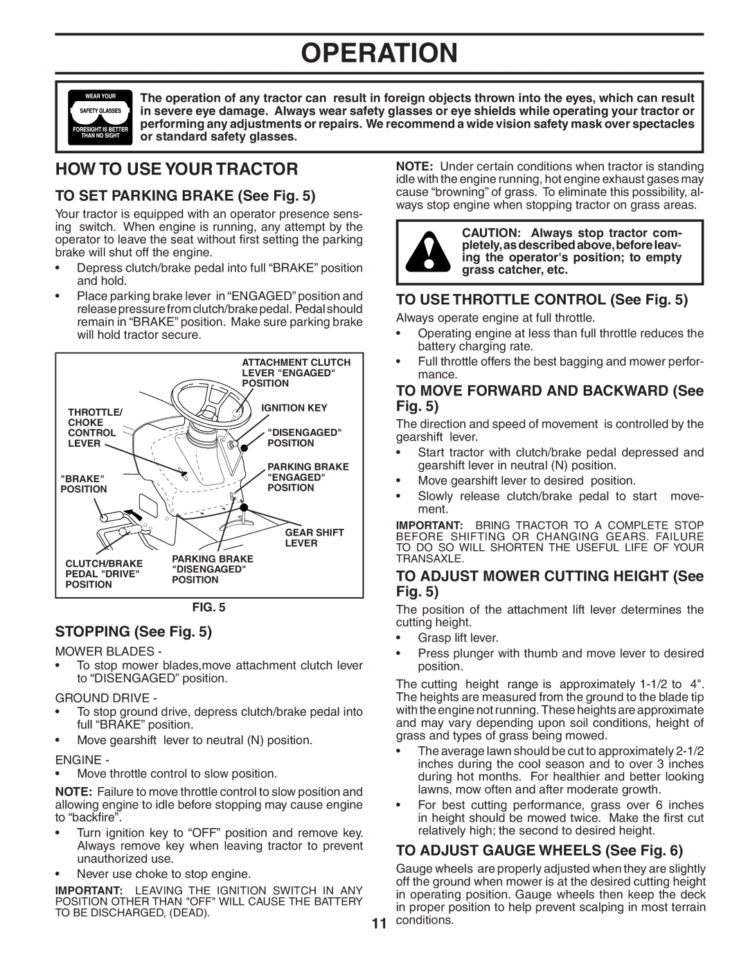 Weed Eater WE165T42A manual HOW to USE Your Tractor 