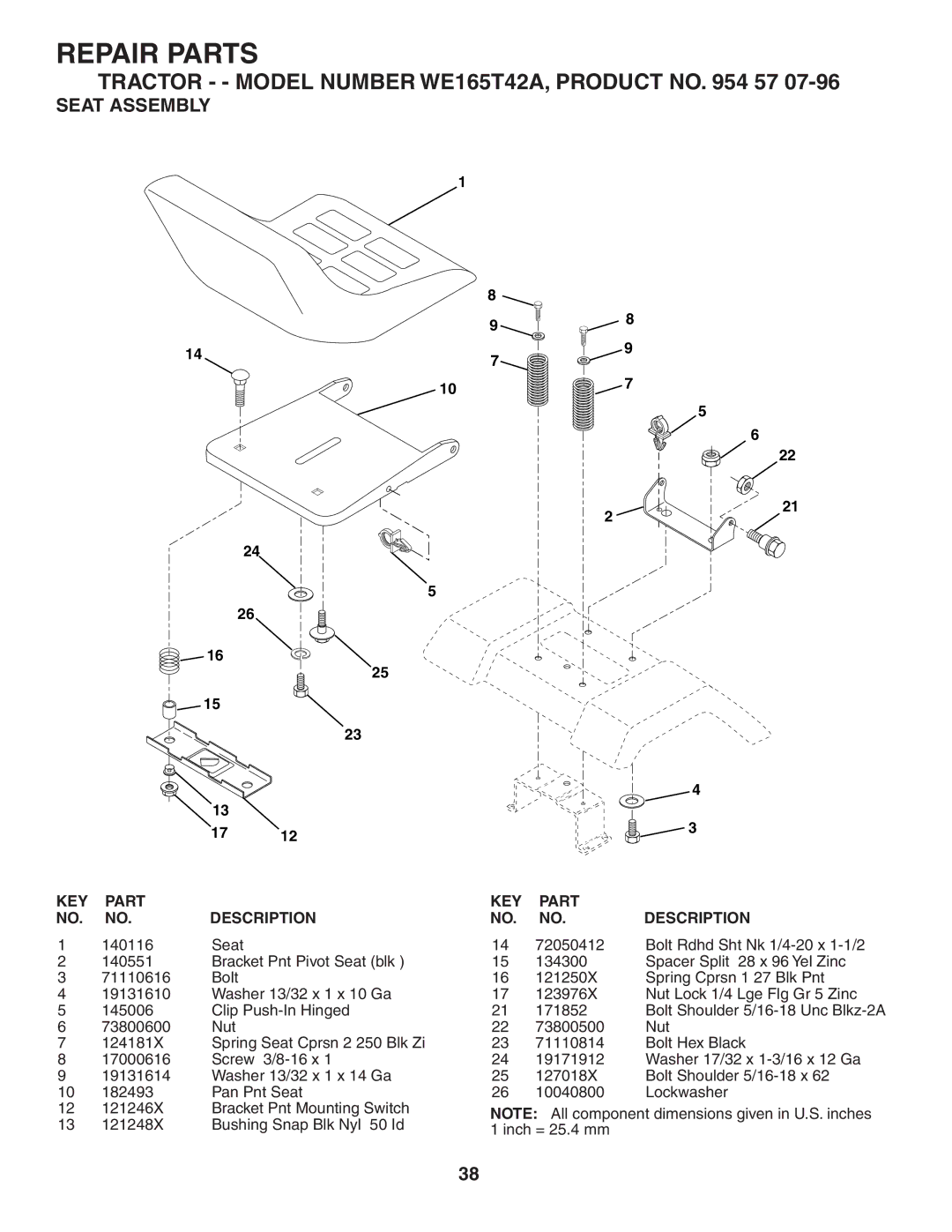 Weed Eater WE165T42A manual Seat Assembly 