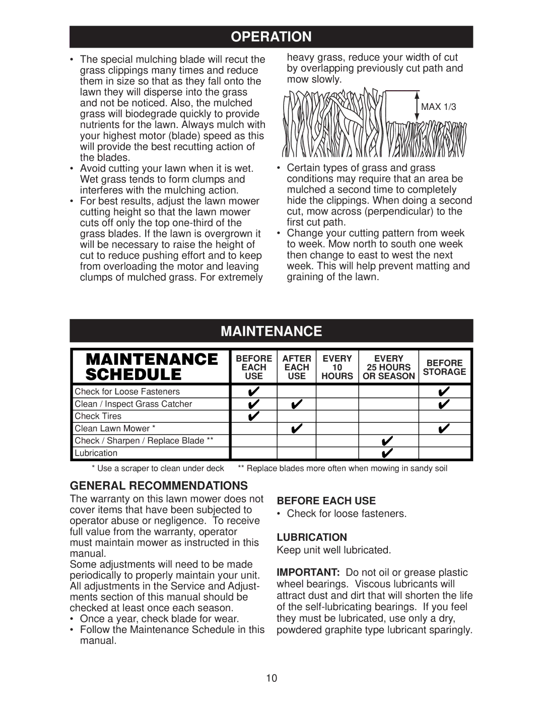 Weed Eater 438181, WE18C, 96112010100 manual Maintenance, General Recommendations, Before Each USE, Lubrication 