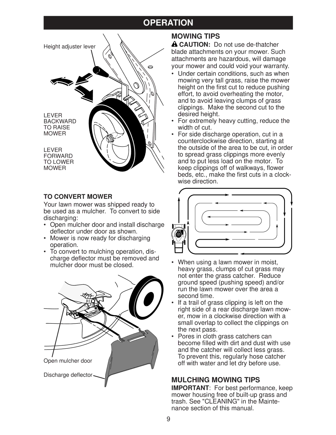 Weed Eater WE18C, 438181, 96112010100 manual Mulching Mowing Tips, To Convert Mower 