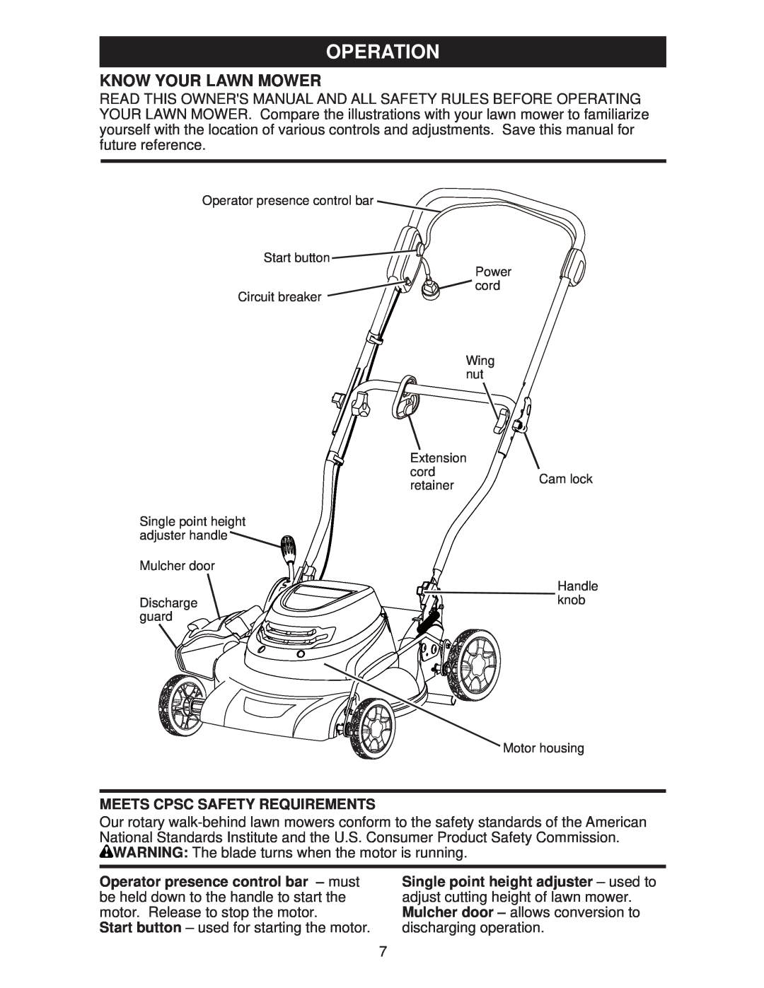 Weed Eater 438181, WE18C, 96112010100 manual Operation, Know Your Lawn Mower 