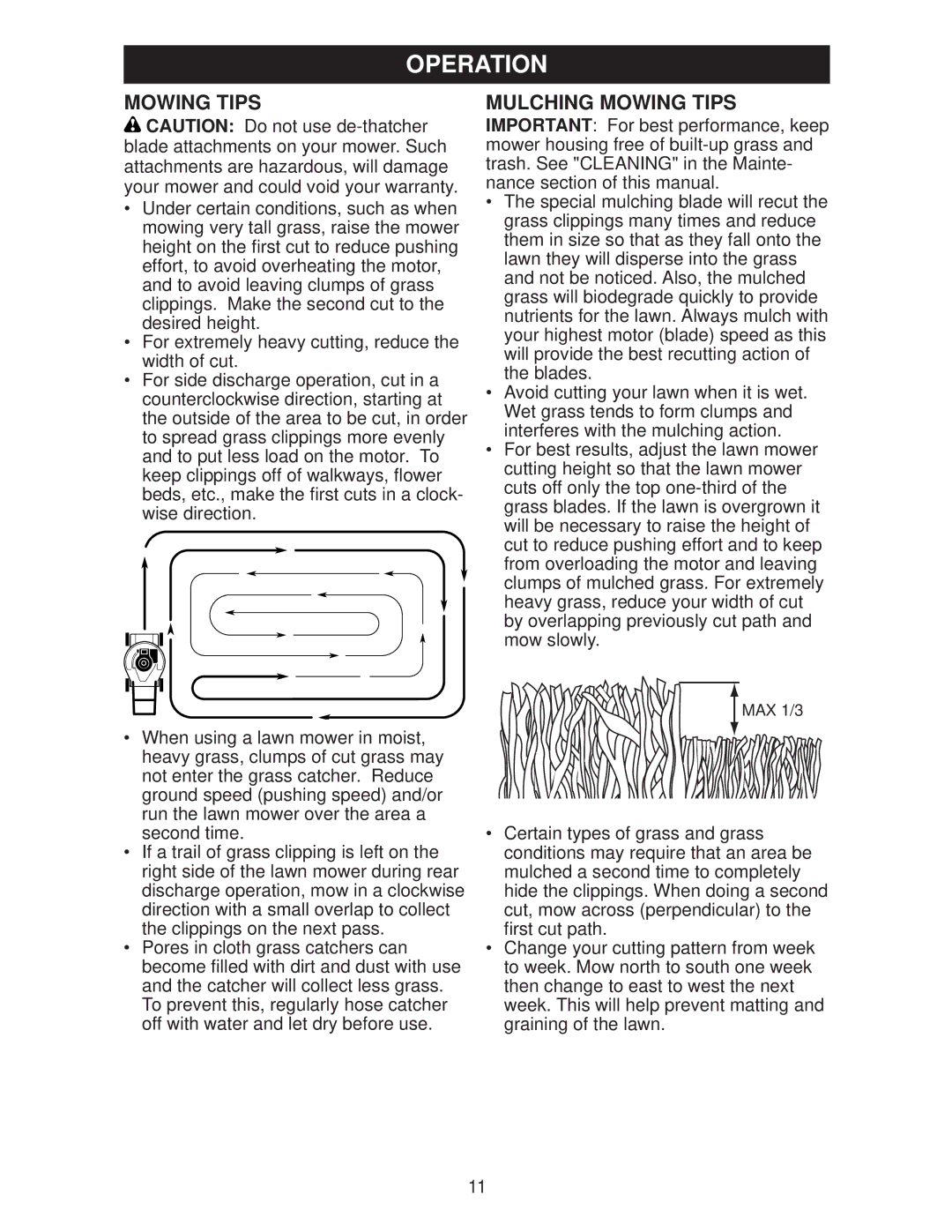 Weed Eater 438184, WE20C, 96132006300 manual Mulching Mowing Tips 