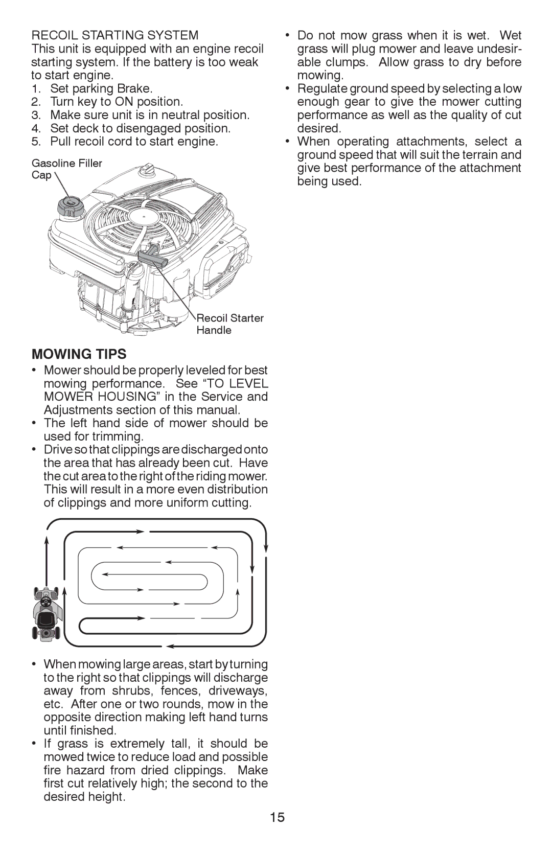 Weed Eater 96022000700, WE261, 96024000100, 532 43 32-03 manual Mowing Tips, Recoil Starting System 