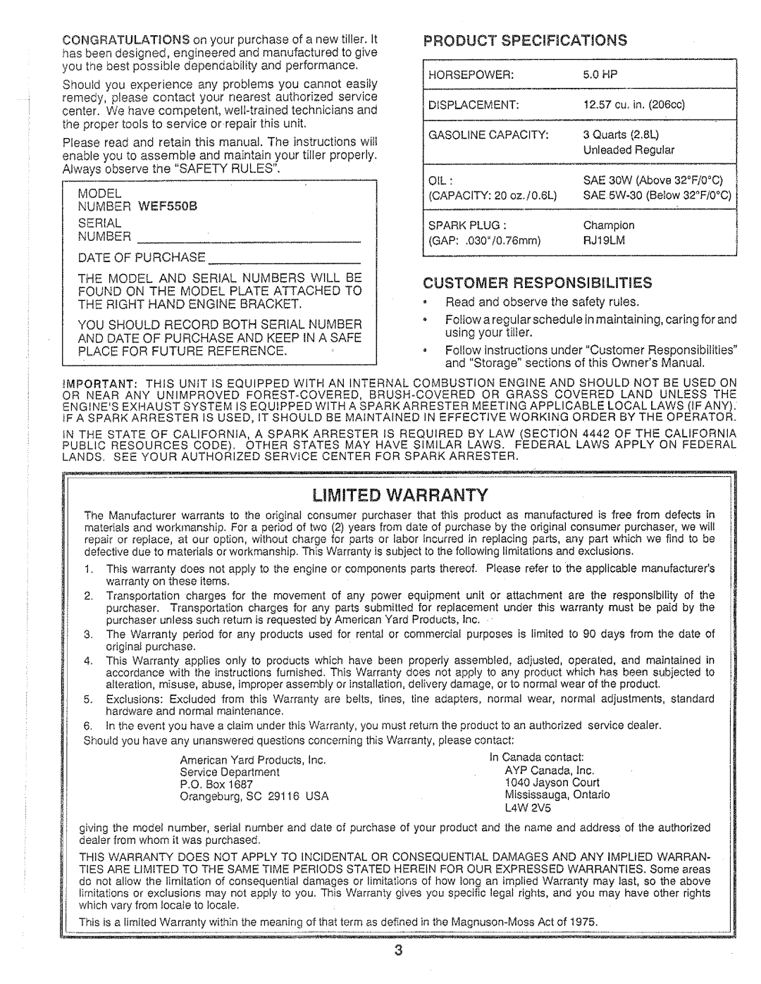 Weed Eater 137338, WEF550B manual 