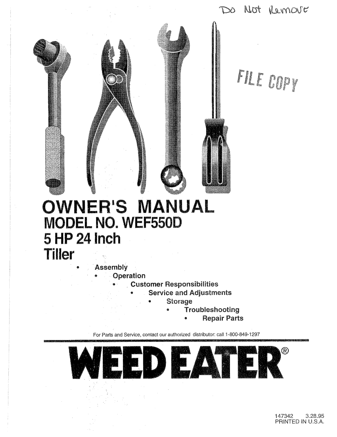 Weed Eater WEF550D manual 