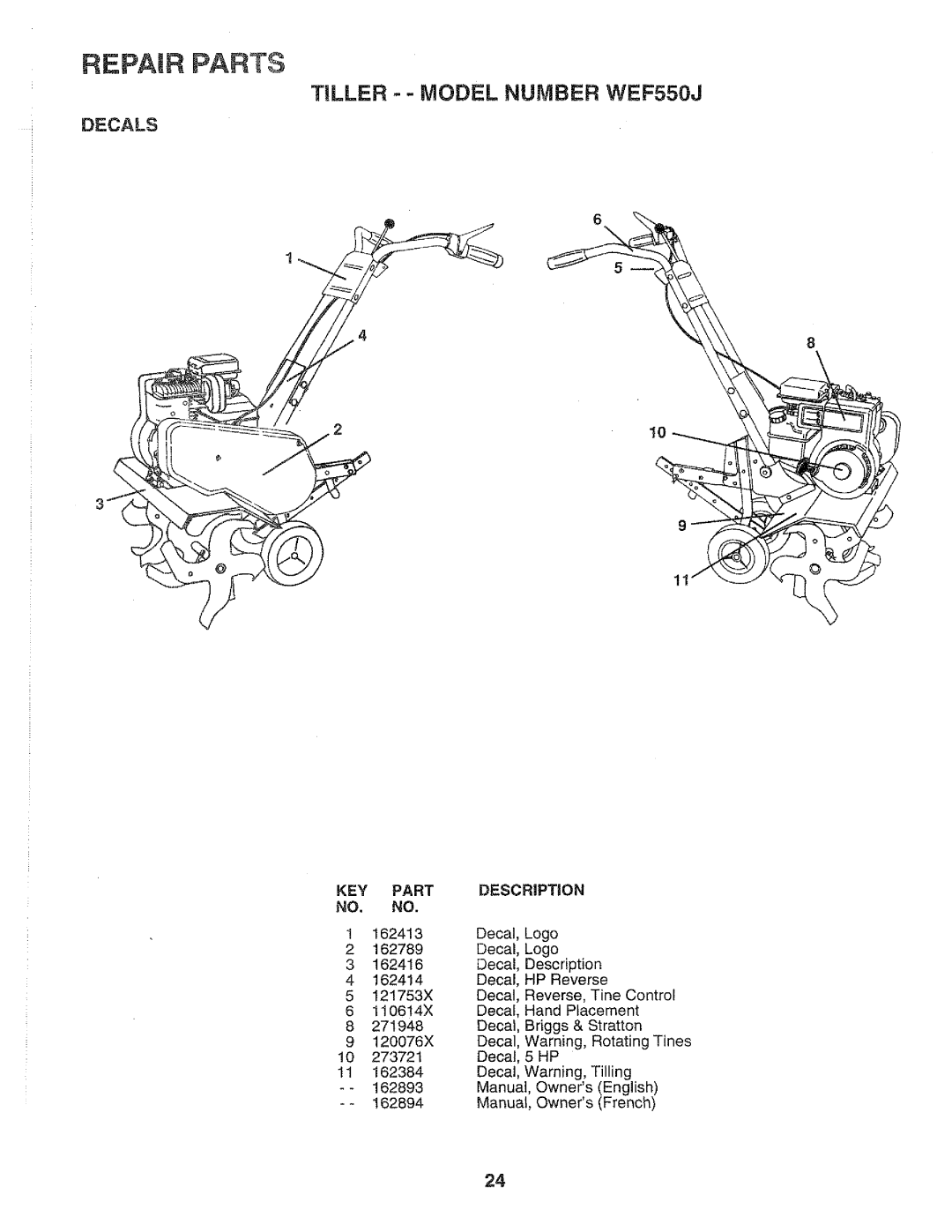 Weed Eater WEF550J, 162893 manual 