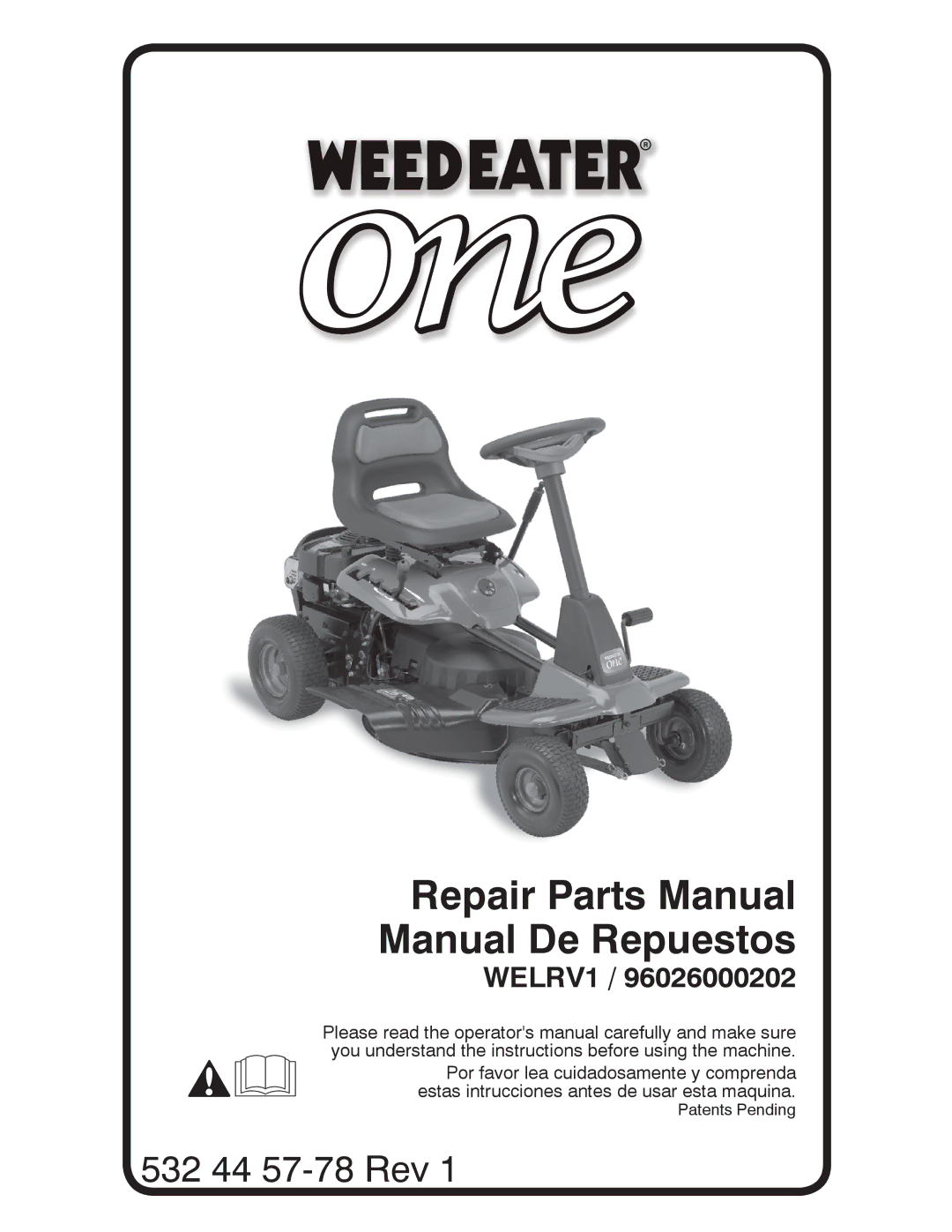 Weed Eater 96026000202, WELRV1 manual Repair Parts Manual Manual De Repuestos 