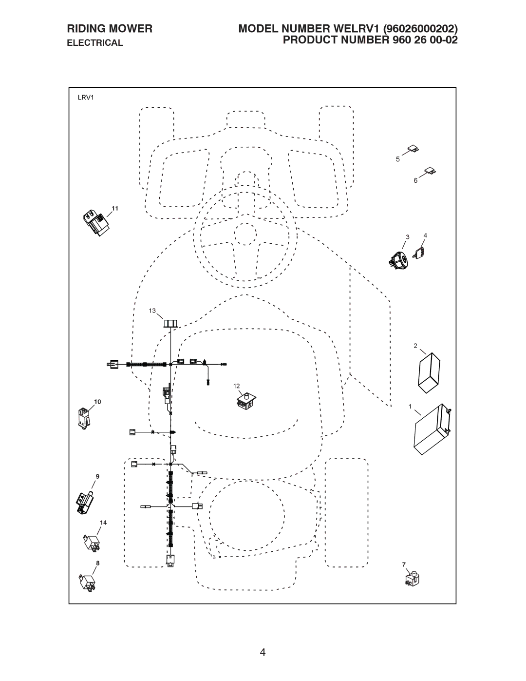 Weed Eater WELRV1, 96026000202 manual Electrical 