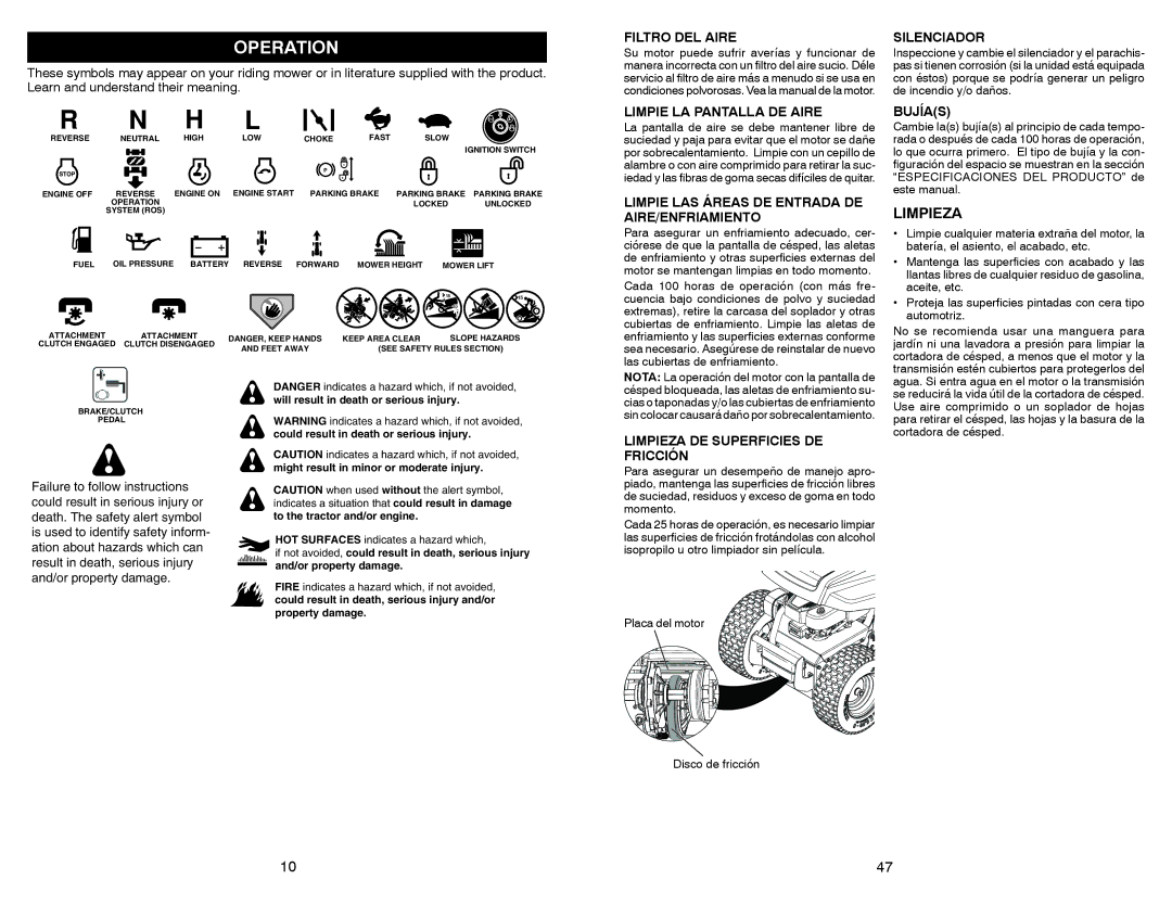 Weed Eater WELRVBA30 warranty Operation, Limpieza 