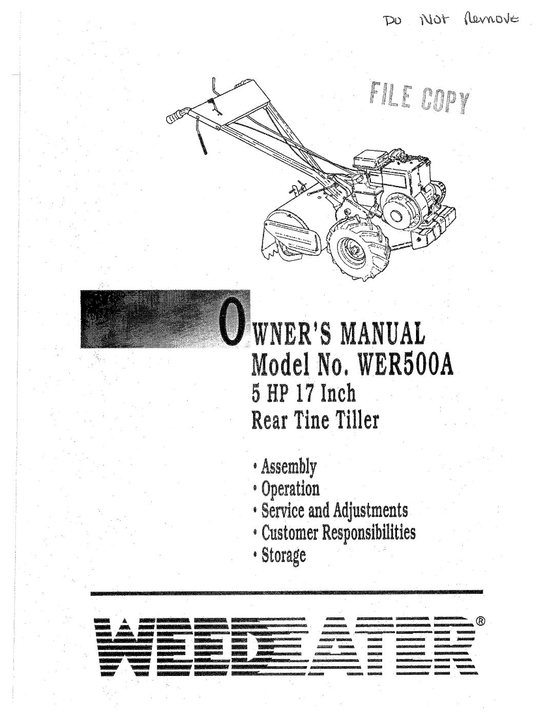 Weed Eater WER500A manual 