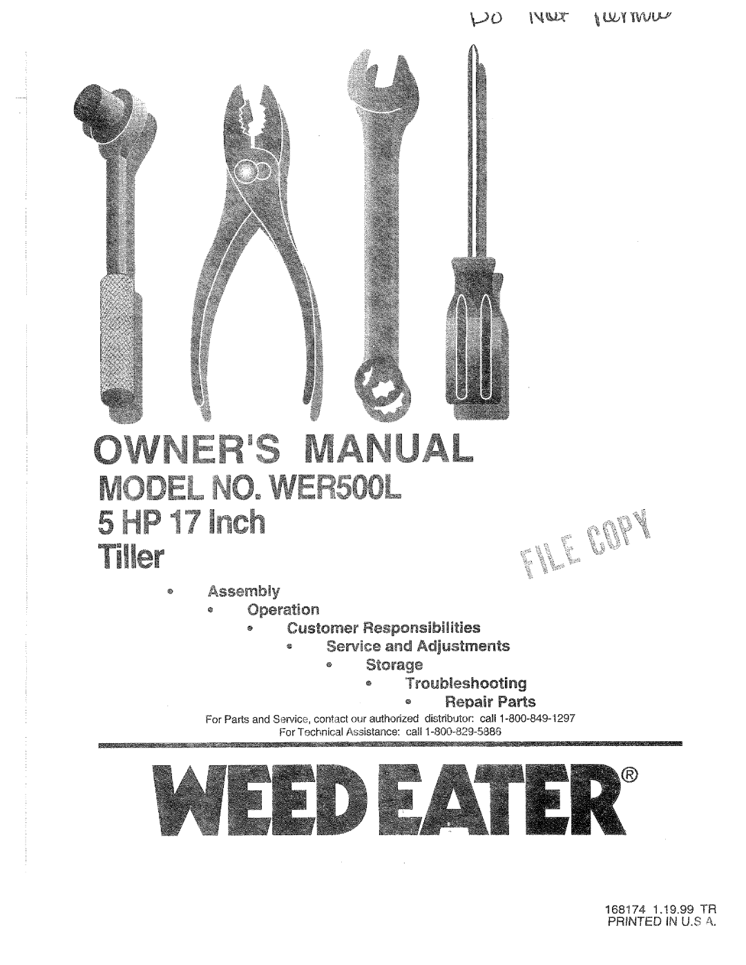 Weed Eater 168174, WER500L manual 