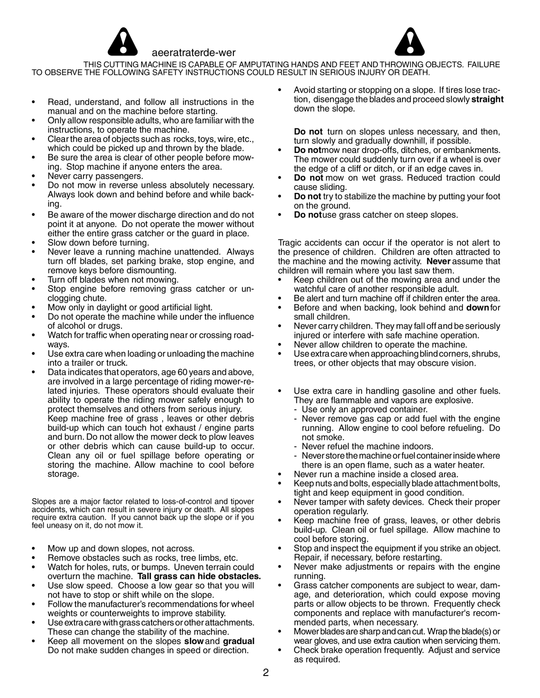 Weed Eater WET1338B manual Safety Rules, General Operation, II. Slope Operation, III. Children, IV. Service 