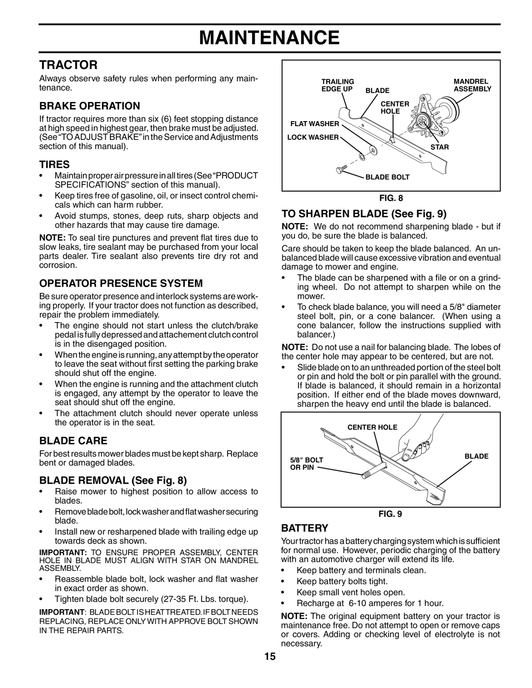 Weed Eater WET1742STB manual Tractor 