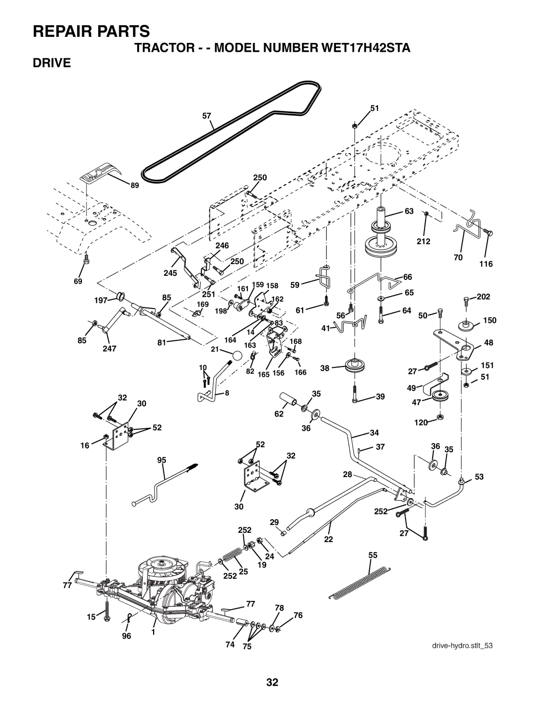 Weed Eater manual Tractor - Model Number WET17H42STA Drive 