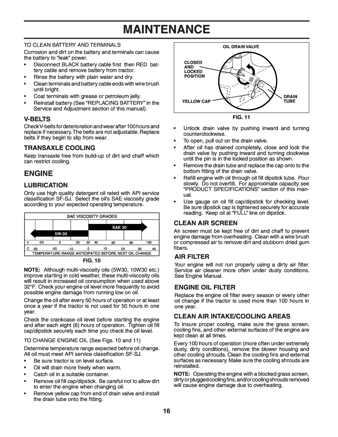 Weed Eater WET2242STB manual V-Belts, Transaxle Cooling, Lubrication, Clean Air Screen, Air Filter, Engine Oil Filter 