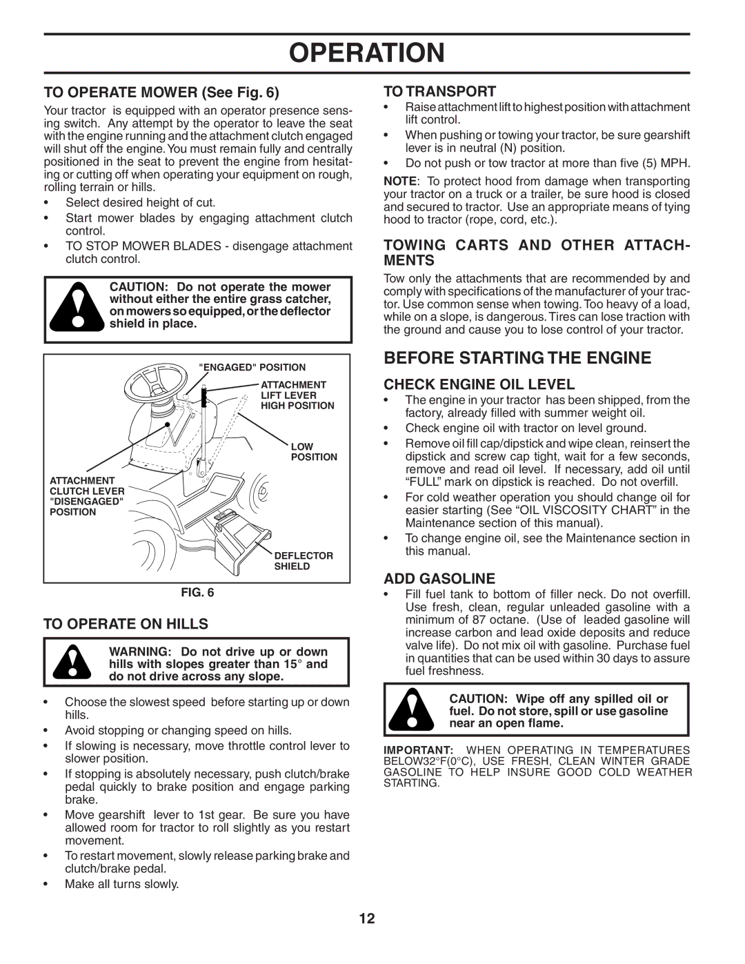 Weed Eater WET2242STD manual Before Starting the Engine 