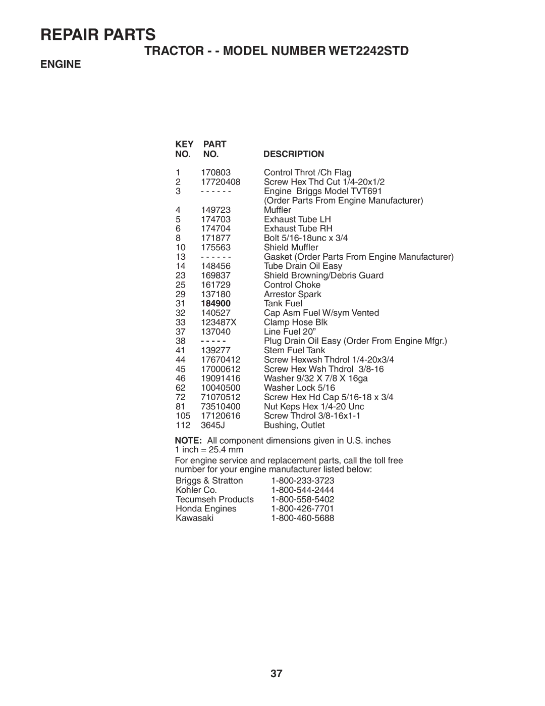 Weed Eater WET2242STD manual 184900 