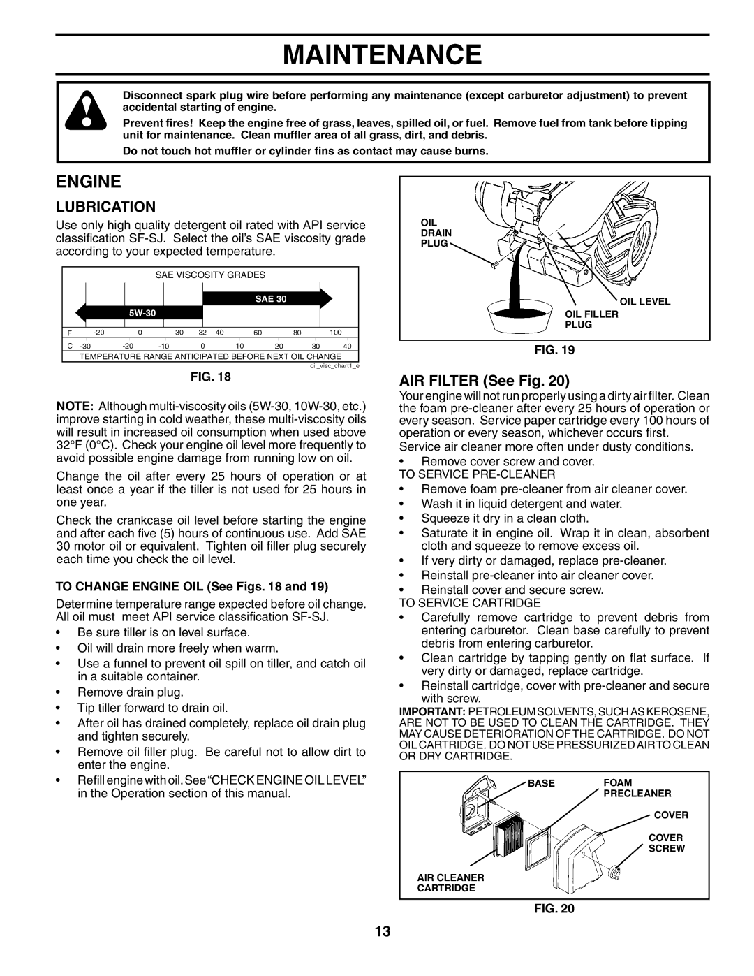 Weed Eater WET6500A owner manual Engine, AIR Filter See Fig 