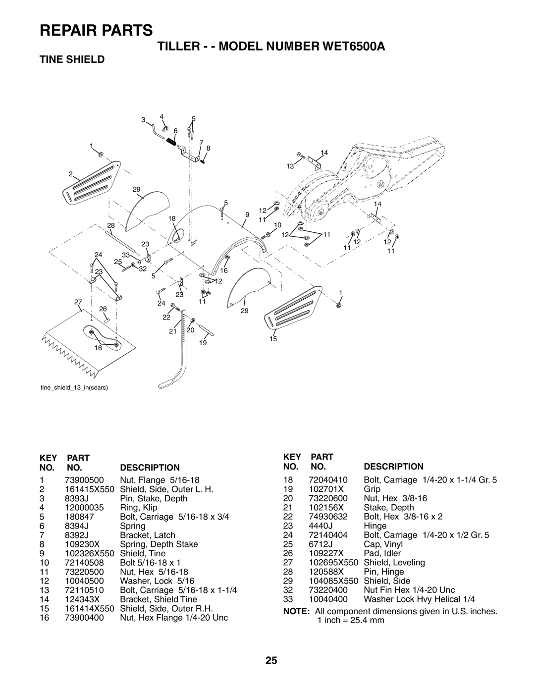 Weed Eater WET6500A owner manual Tine Shield 