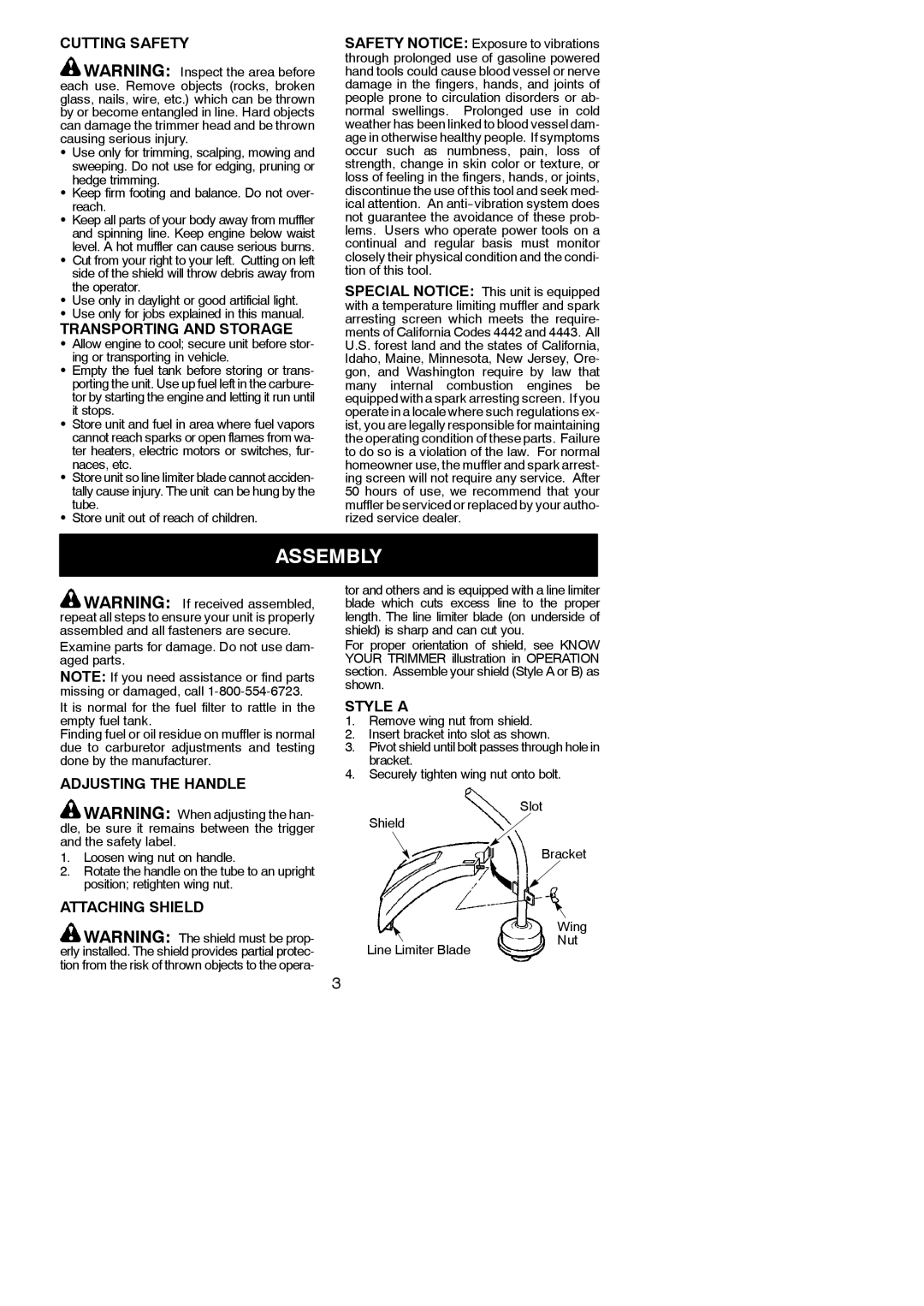 Weed Eater XT 25, WT21, 530163333 instruction manual Assembly 