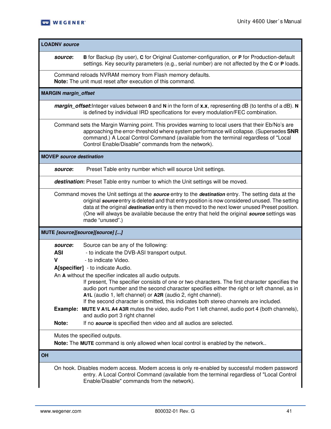 Wegener Communications 4600 manual Source 