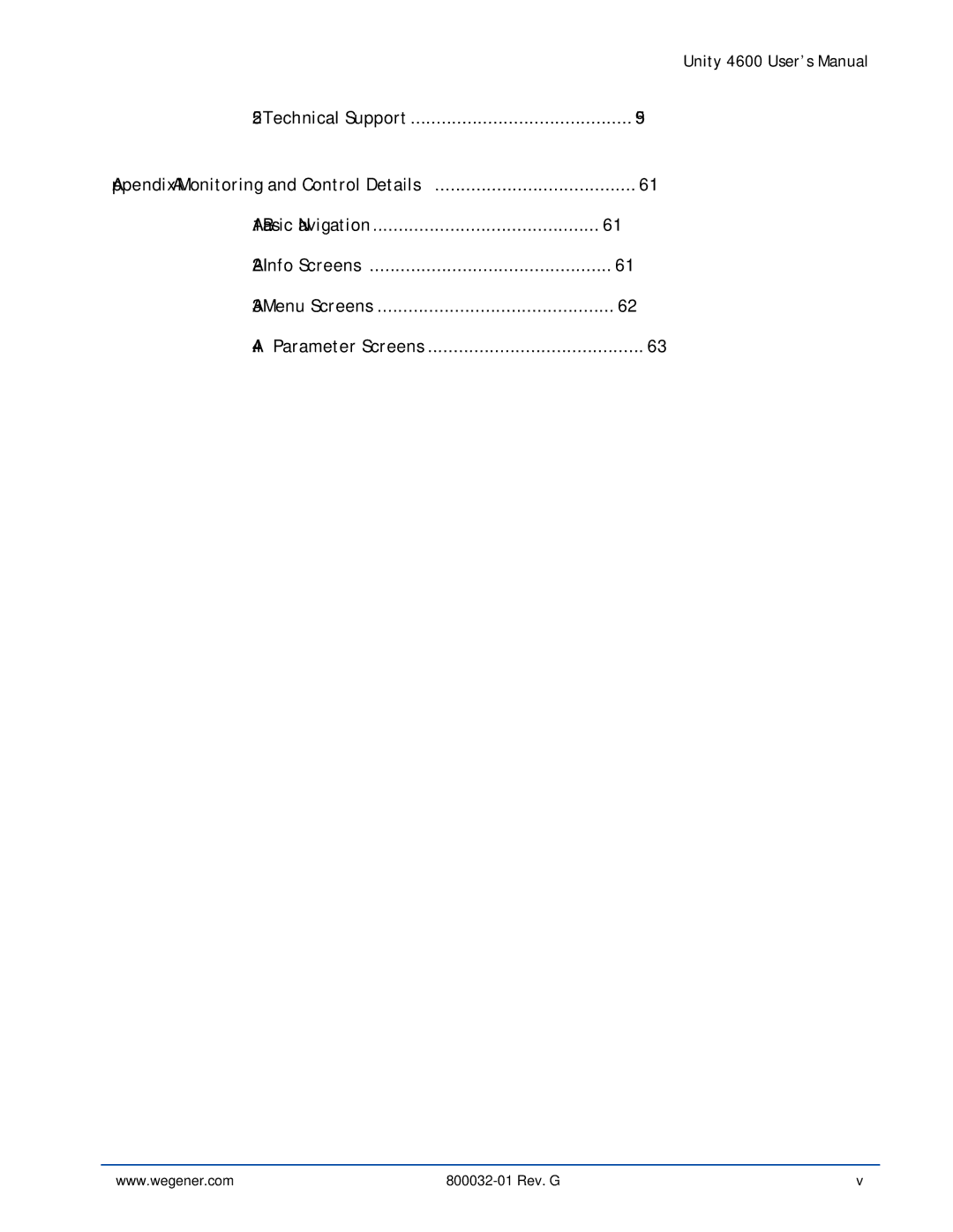 Wegener Communications manual Unity 4600 User’s Manual 