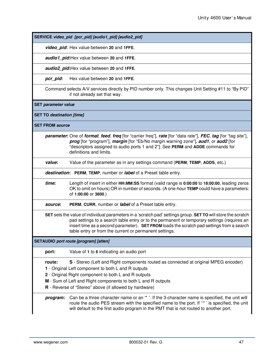 Wegener Communications 4600 manual Port, Route 