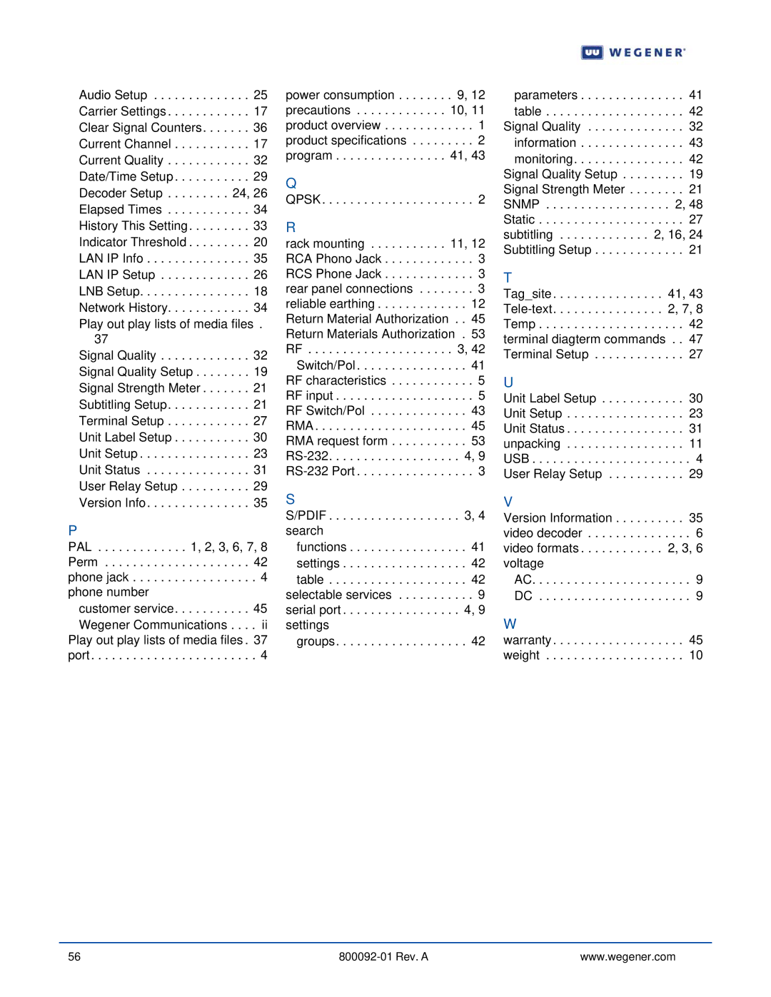 Wegener Communications 562 manual Pdif , 4 search 