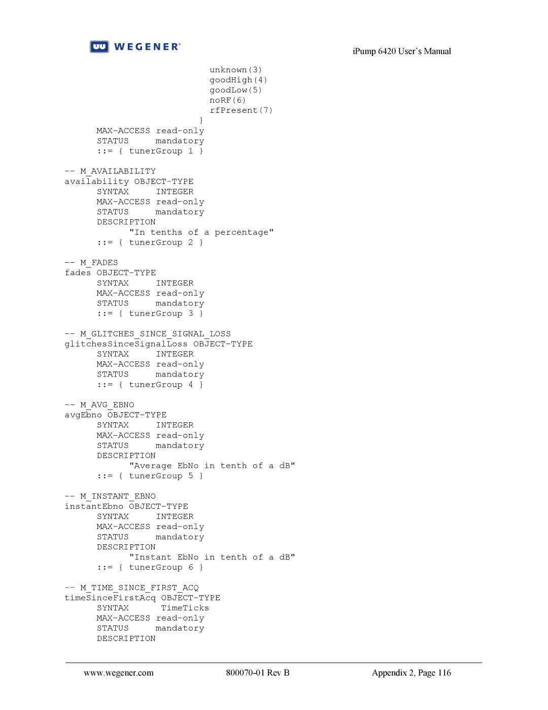 Wegener Communications 6420 user manual Mavgebno 