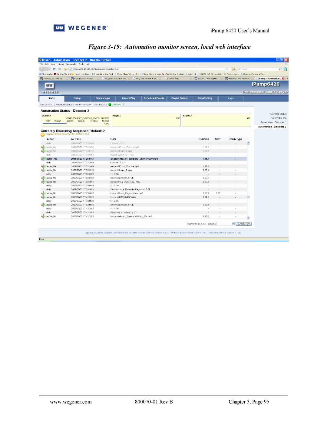 Wegener Communications 6420 user manual Automation monitor screen, local web interface 