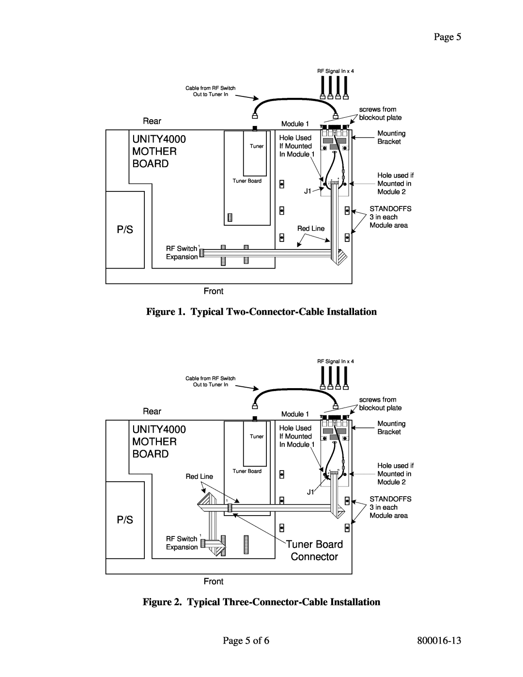 Wegener Communications Unity RF Switch manual Typical Two-Connector-Cable Installation 