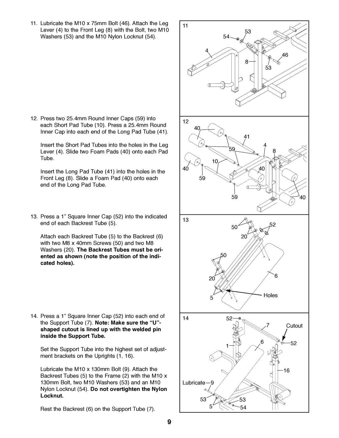 Weider 148 manual Locknut 