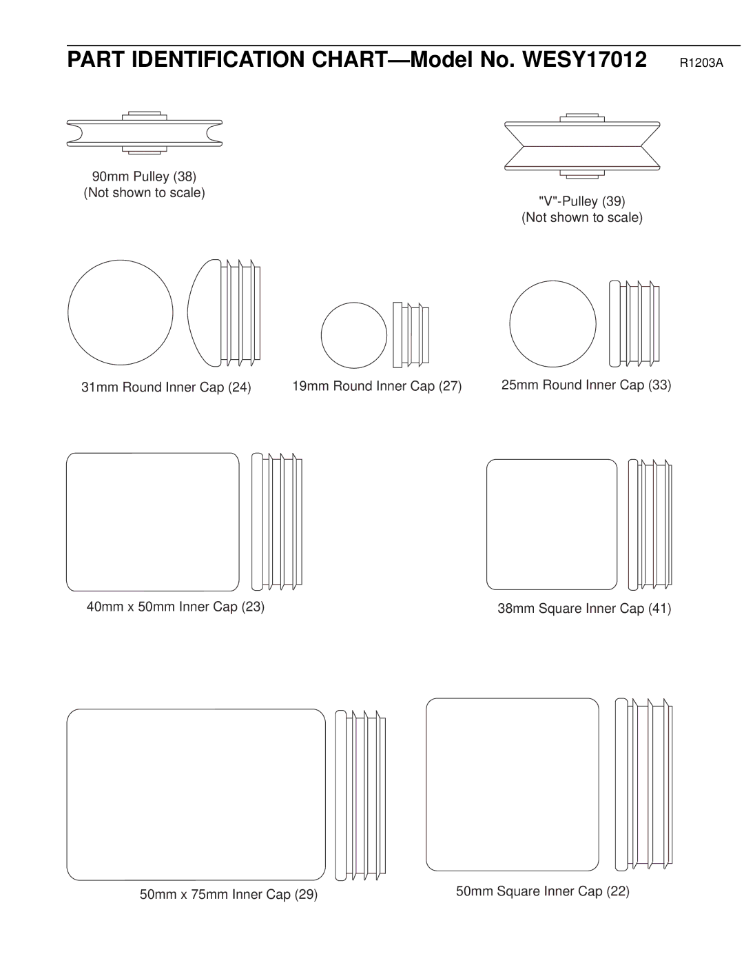 Weider 15CT user manual Part Identification CHART-Model No. WESY17012 R1203A 