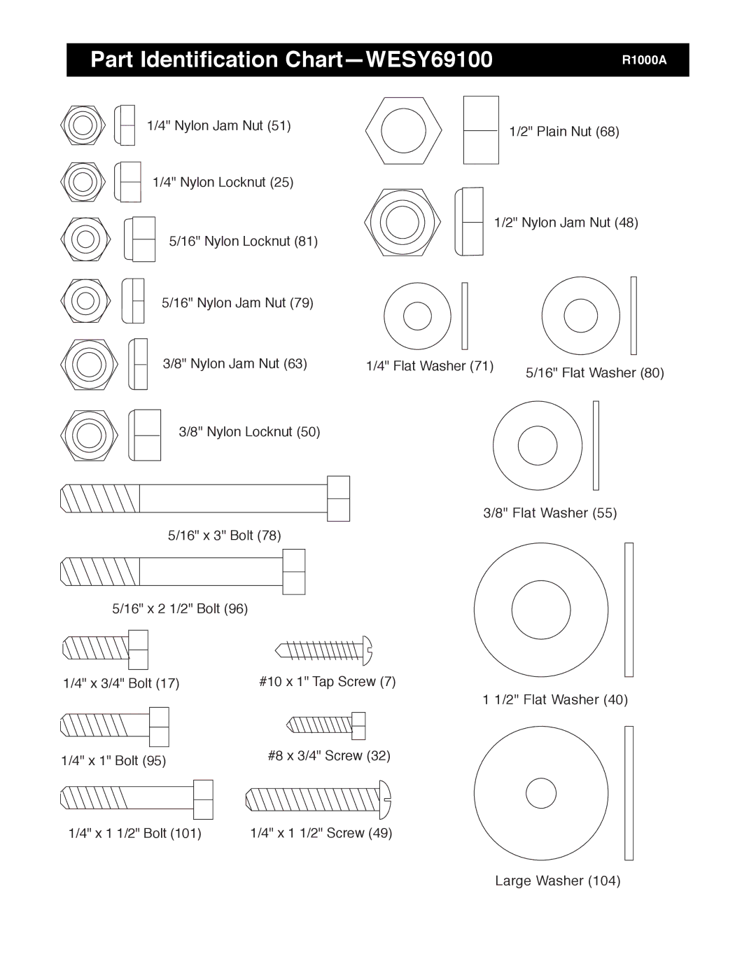 Weider 16.8ST manual Part Identification ChartÑWESY69100 