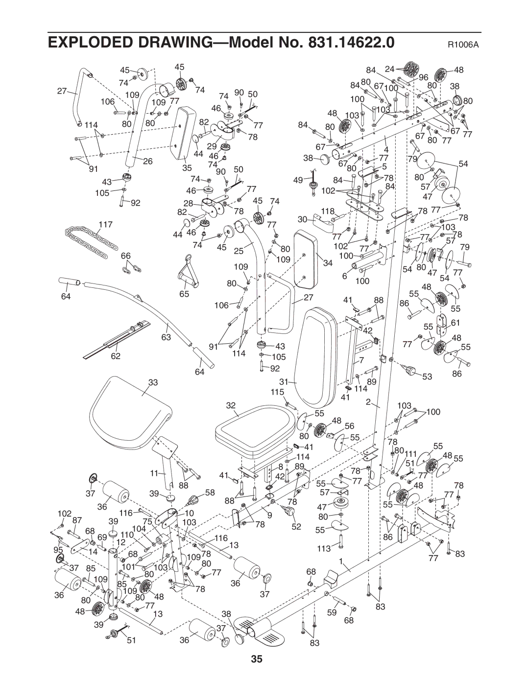 Weider 831.14622.0 user manual Exploded DRAWING-Model No 